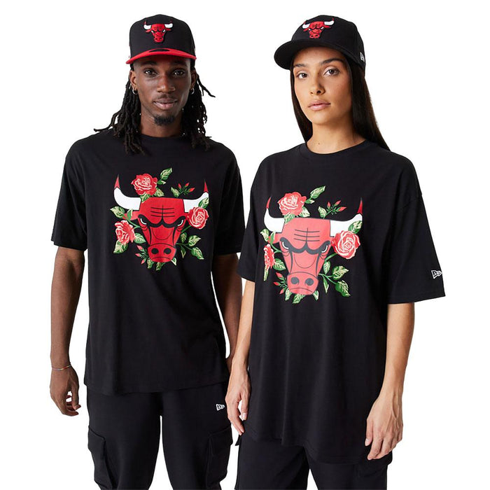 New_Era Remeras NBA Chicago_Bulls Floral_Graphic Oversized Black