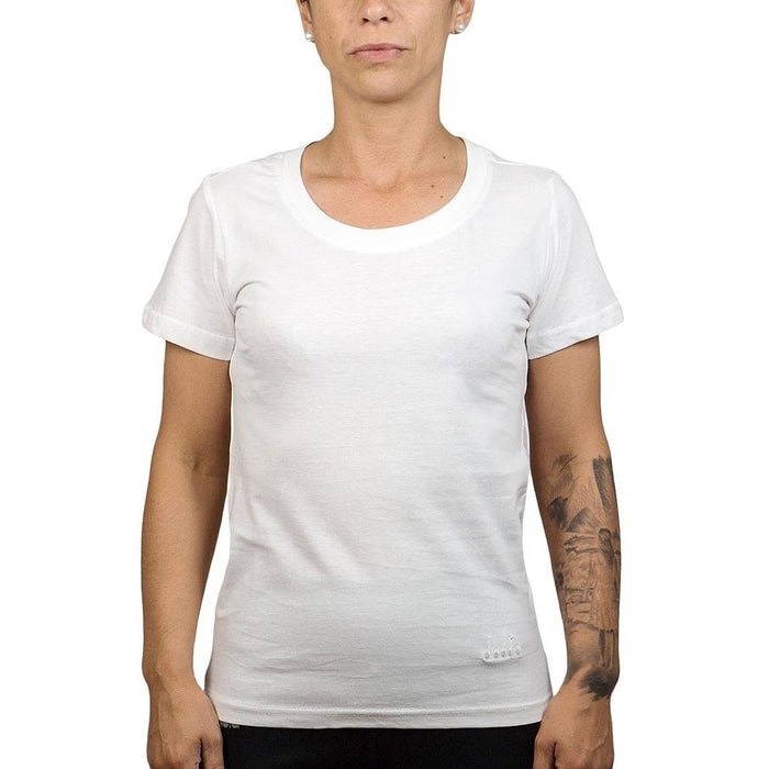 Diadora Femenino T-Shirt Crew_Neck_T-Shirt_Sleeve Stripes White