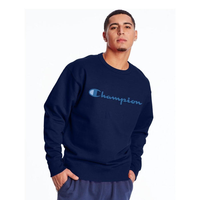 Champion Pullover Masculino Powerblend_Graphic_Crew Navy