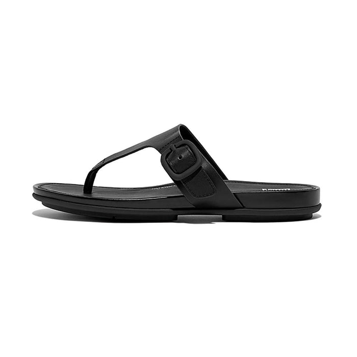 FitFlop Sandalias Femenino Gracie_Rubber-Buckle_Leather_Toe-Post_Sandals All_Black