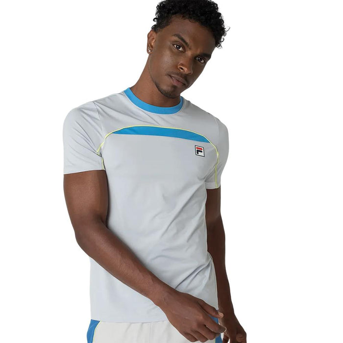 Fila Remeras Masculino Training Backspin_Short_Sleeve Light_Gray/Blue/Yellow_Neon_Light