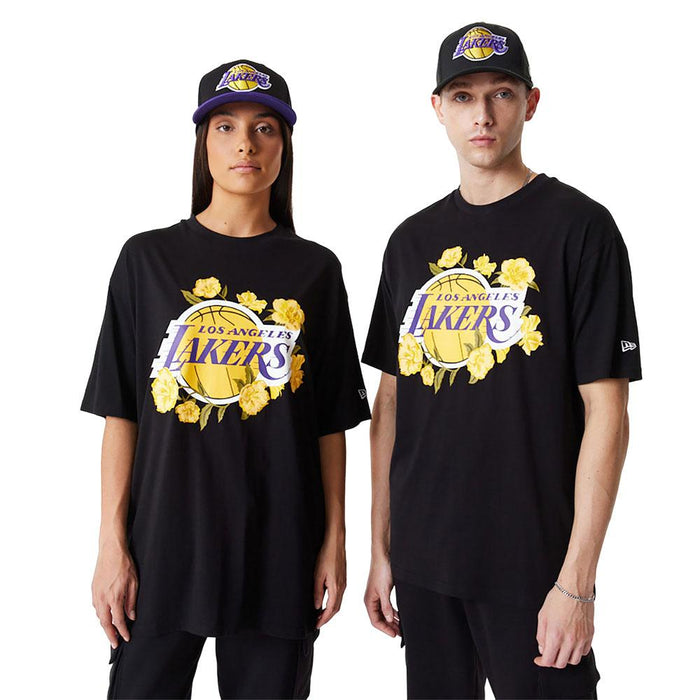 New_Era Remeras NBA Los_Angeles_Lakers Floral_Graphic Oversized Black