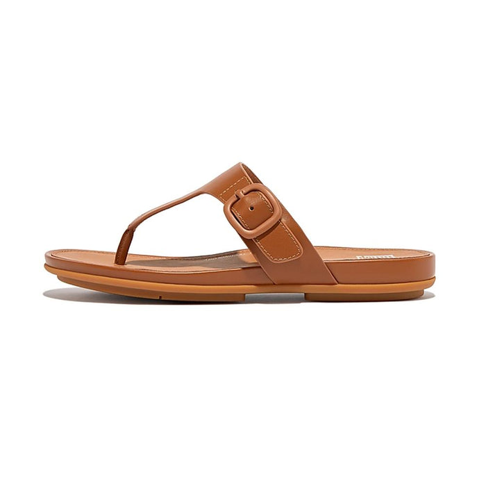 FitFlop Sandalias Femenino Gracie_Rubber-Buckle_Leather_Toe-Post_Sandals Light_Tan