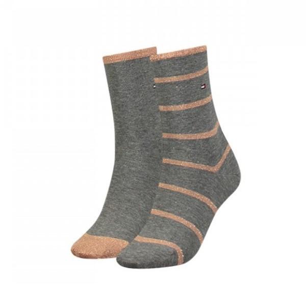 Tommy Hilfiger Th Femenino Glitter Accent Sock2P Middle Grey Melange