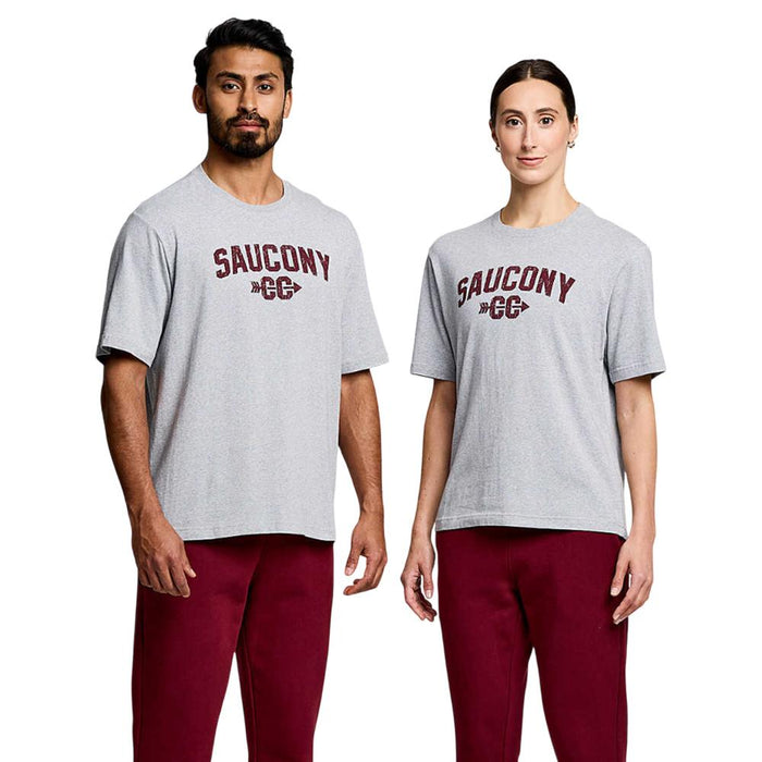 Saucony RECOVERY SHORT SLEEVE T-SHIRT GRAPHIC LIGHT GREY MELANGE