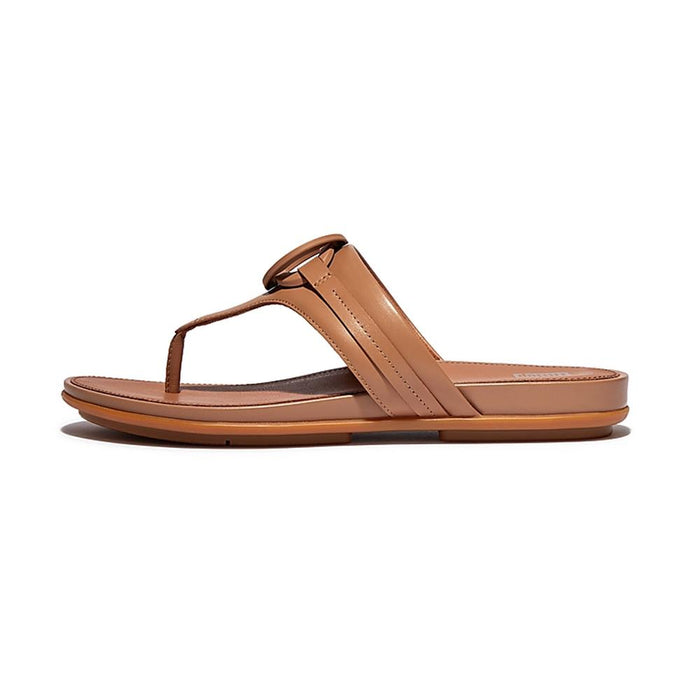 FitFlop Sandalias Femenino Gracie_Rubber-Circlet_Leather_Toe-Post_Sandals Latte_Tan