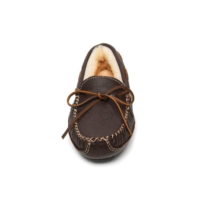 Minnetonka Masculino Sheepskin_Moose_Slipper Chocolate