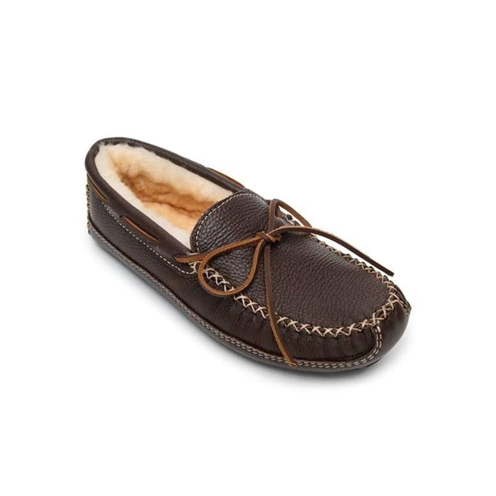 Minnetonka Masculino Sheepskin_Moose_Slipper Chocolate