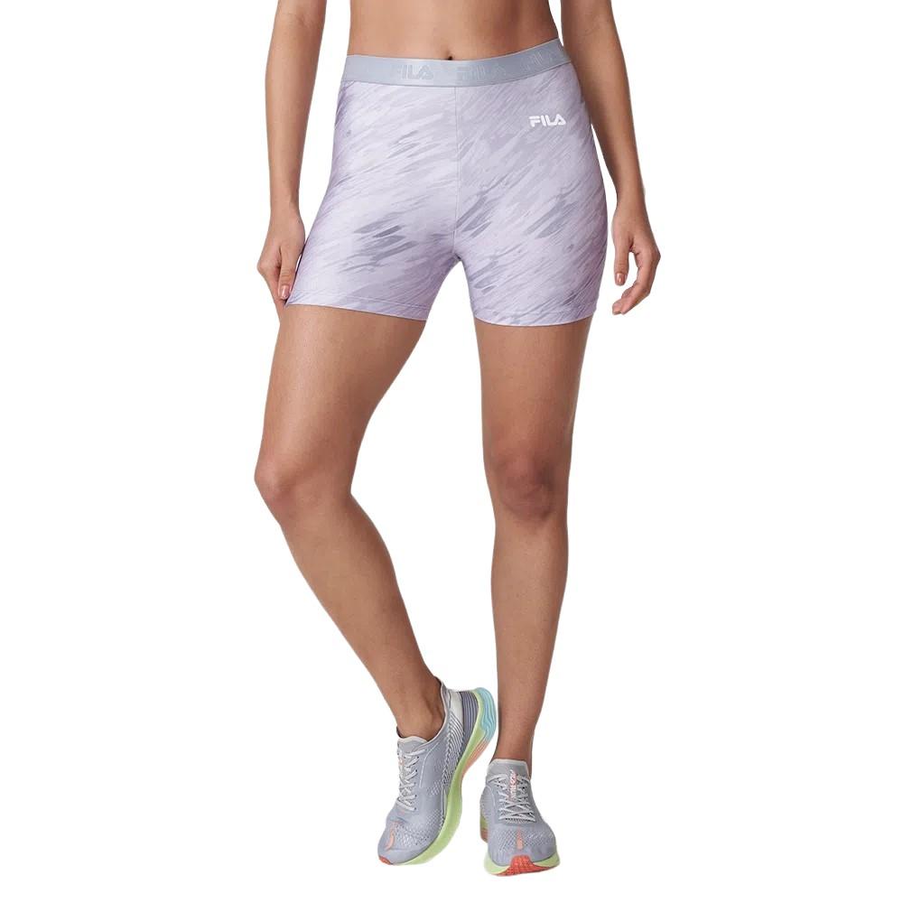 Fila Activewear Short Femenino Train_Elastic_II Estampado_Gris_Claro —