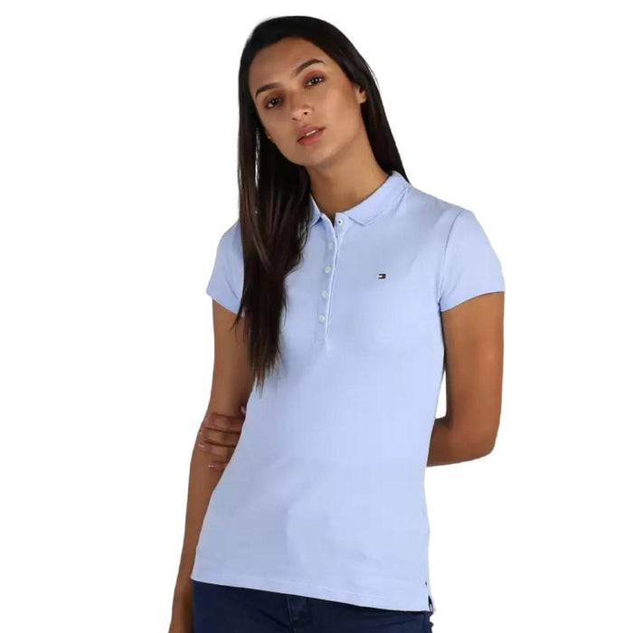 Tommy Hilfiger Polo Femenino Short_Sleeve_Slim_Polo Breezy Blue