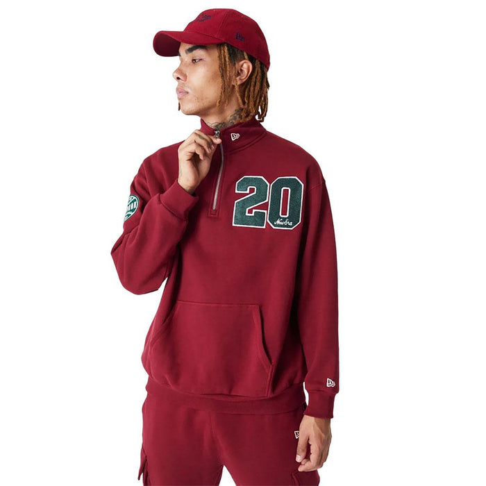 New_Era Sweater Lifestyle_Quarter_Zip Dark_Red