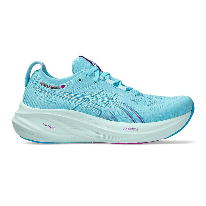 Asics Deportivos Femenino Running Gel_Nimbus_26 Bright_Cyan/Bold_Magenta