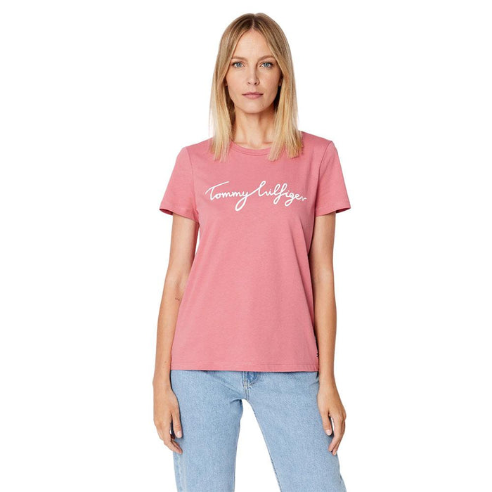 Tommy Hilfiger Remera Femenino CREW NECK GRAPHIC TEE ENGLISH PINK